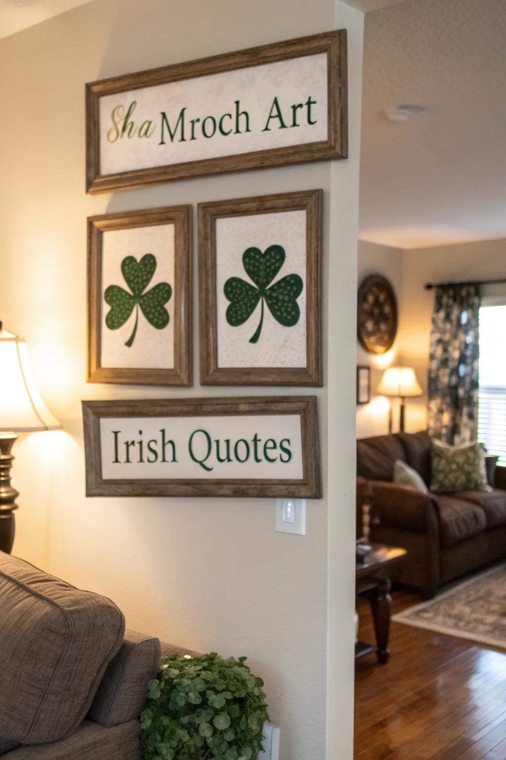 Adorn your walls with delightful shamrock artwork and Irish quotations.