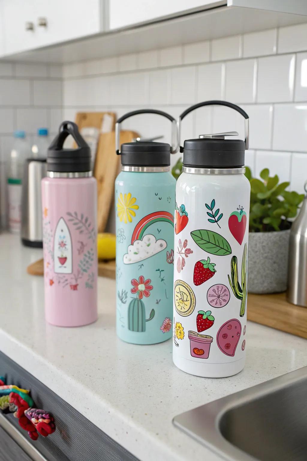 Let your water bottles become a canvas for creative sticker expressions that stand out.