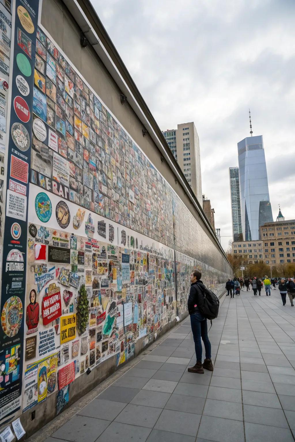 Create a lively sticker mural and make a statement.