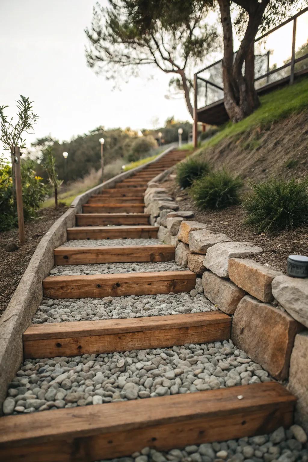 Mixed-material stone steps