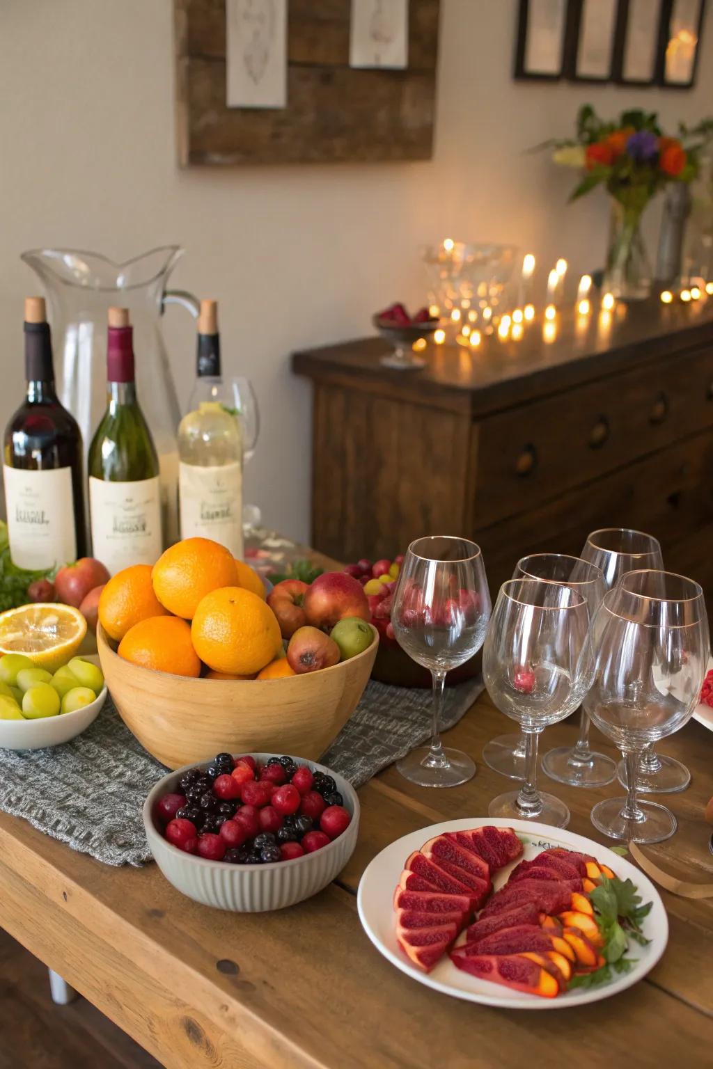 A lively DIY cooler bar set up, awaiting guest creations.