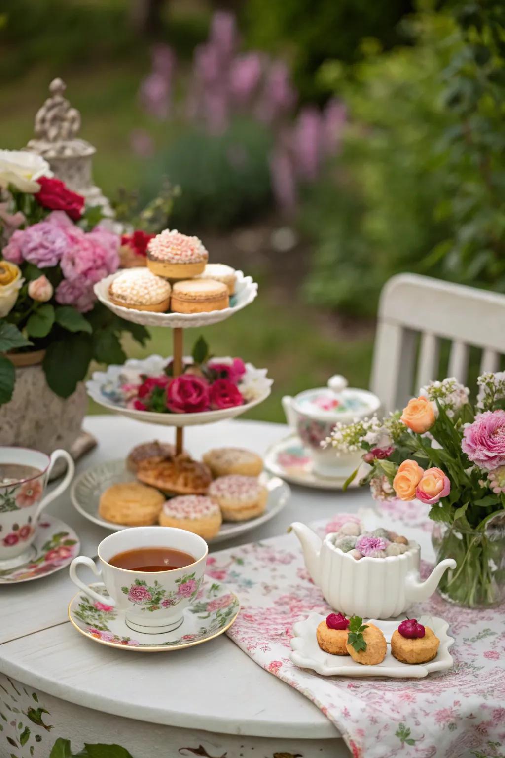 An elegant garden party exuding vintage charm.