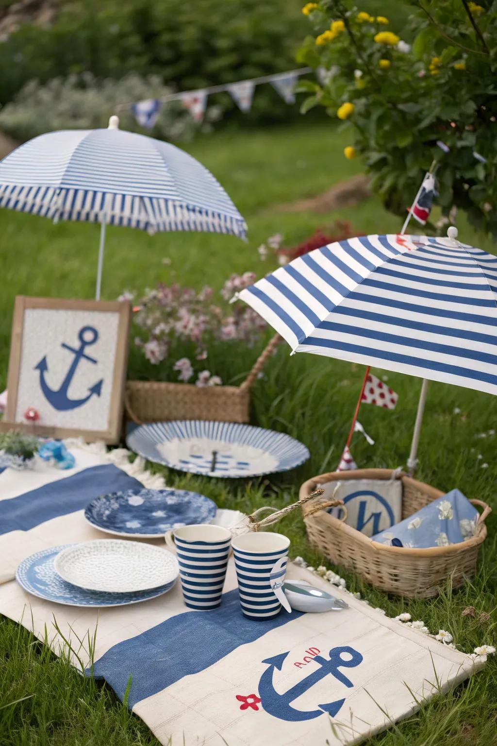 A nautical-themed picnic bringing the sea to the park