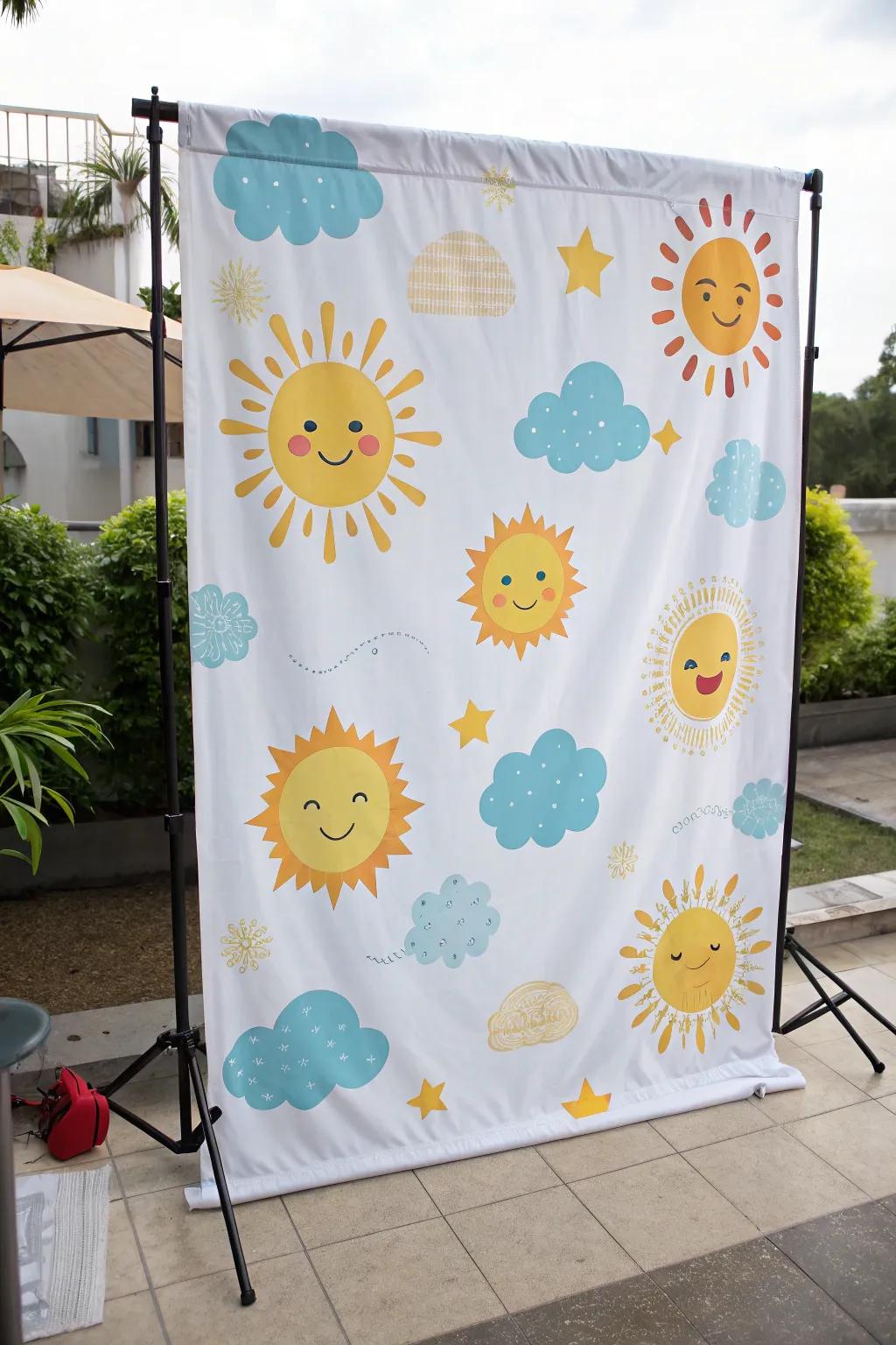 An enchanting sun-themed backdrop, ideal for immortalizing memories.