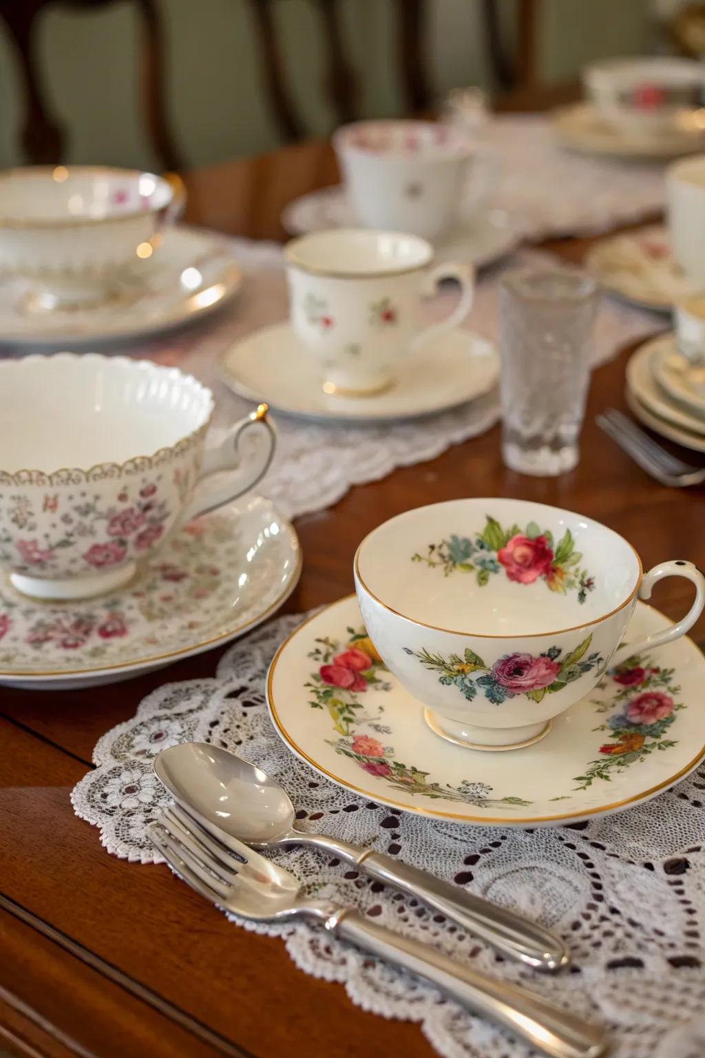 Classic dinnerware lends enduring sophistication to your tea gathering table.