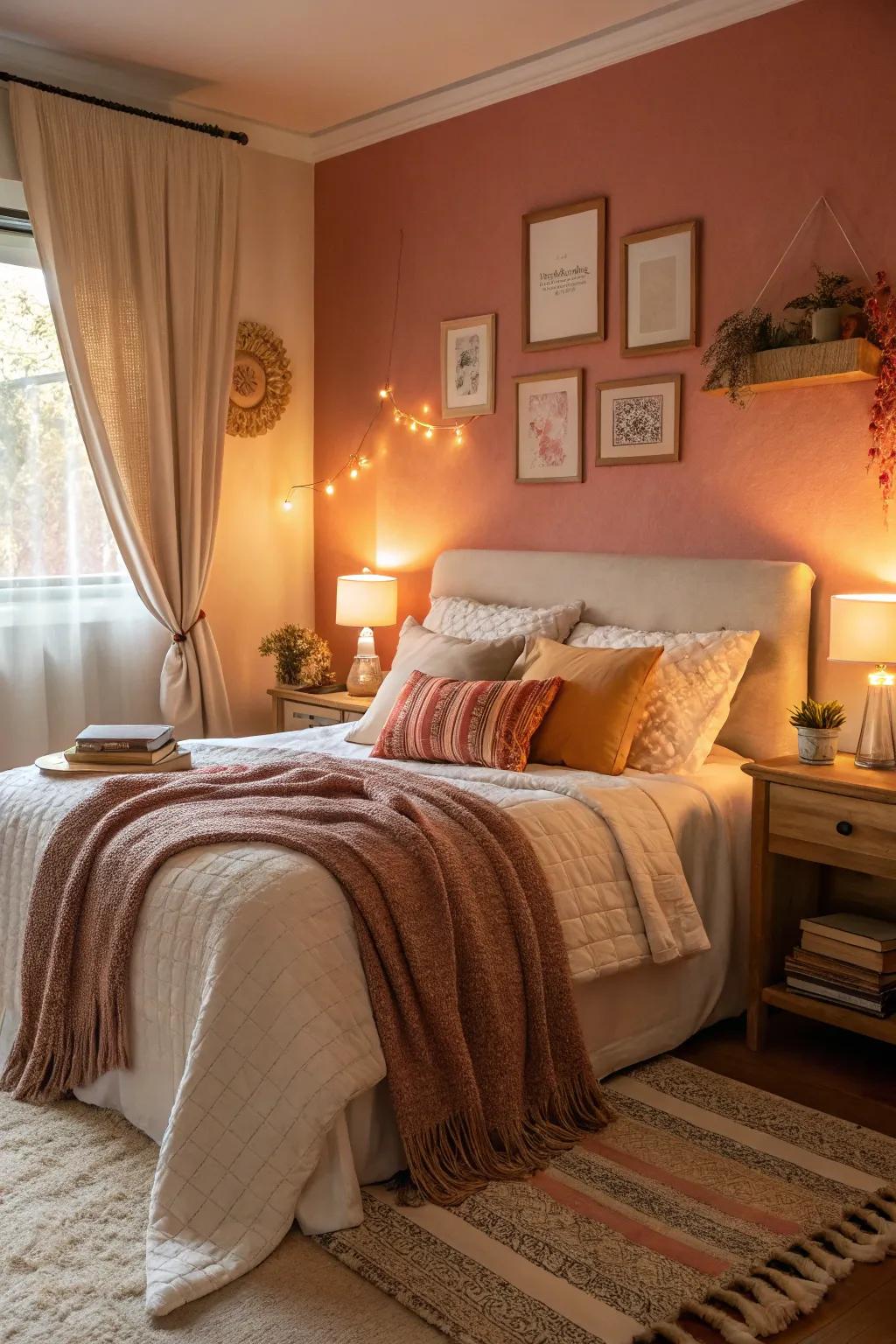A peaceful and charming bedroom designed for relaxation.