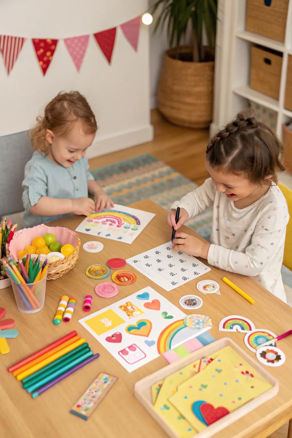 A make-your-own crafting corner inspires toddlers to have fun and use their imagination.
