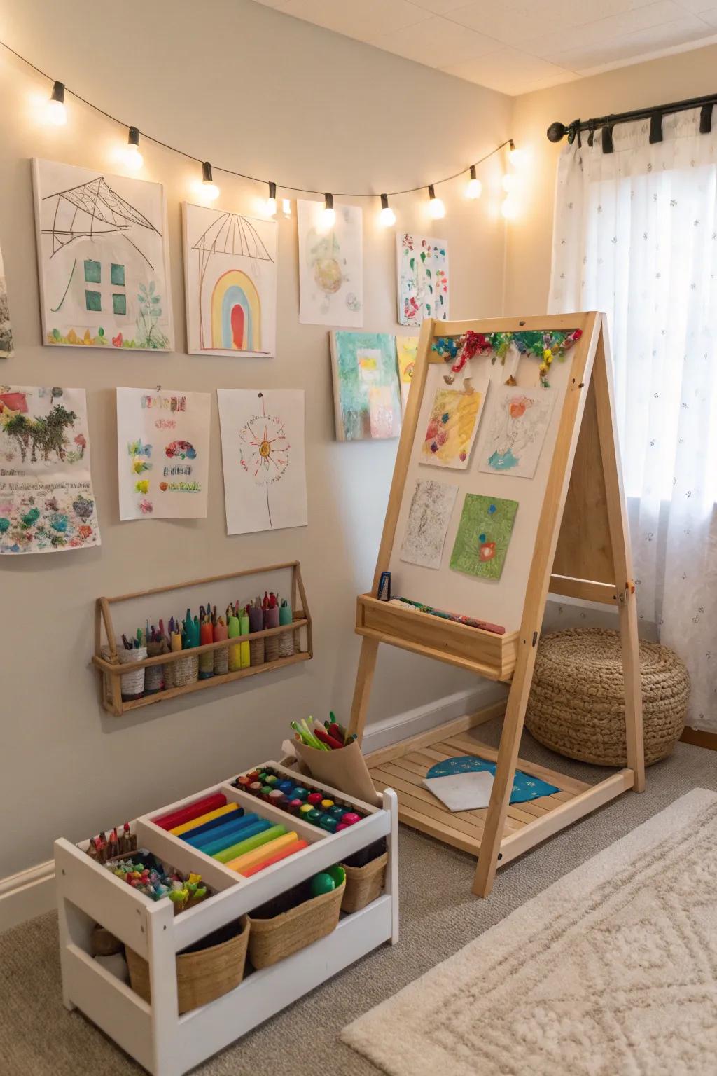 A miniature art haven for budding young artists.