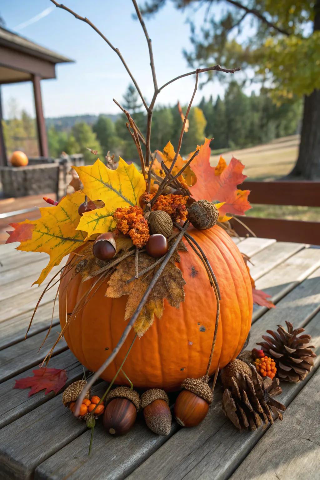 Welcome nature indoors using these exquisitely adorned pumpkins.