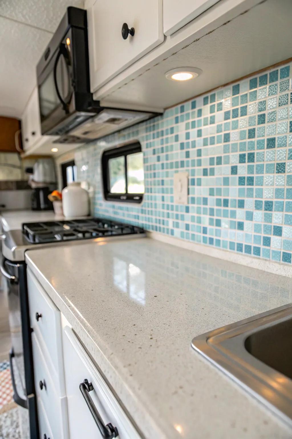 Easy-stick squares give a simple and adaptable fix for your RV kitchen.