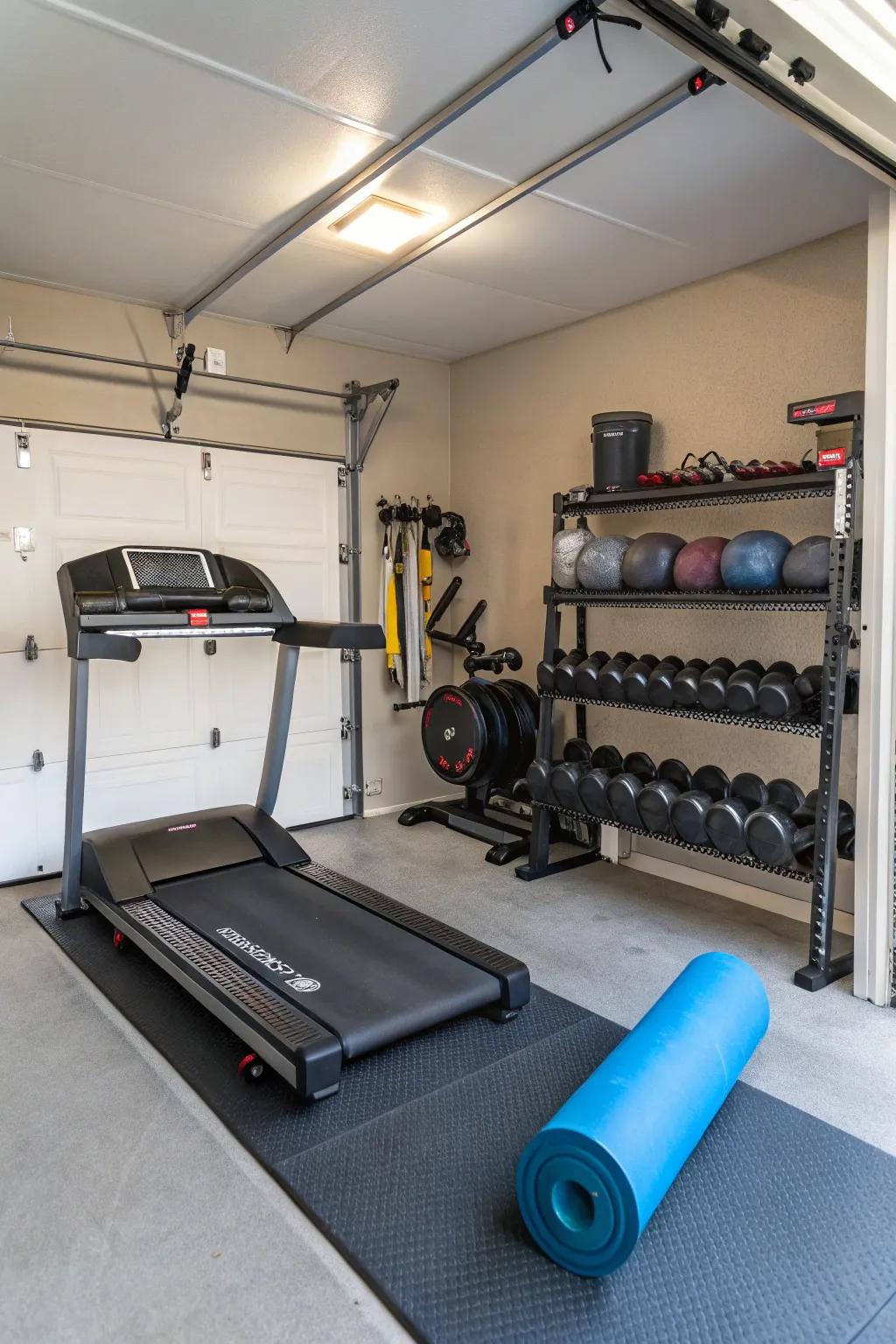 Make your garage into a flexible fitness center.
