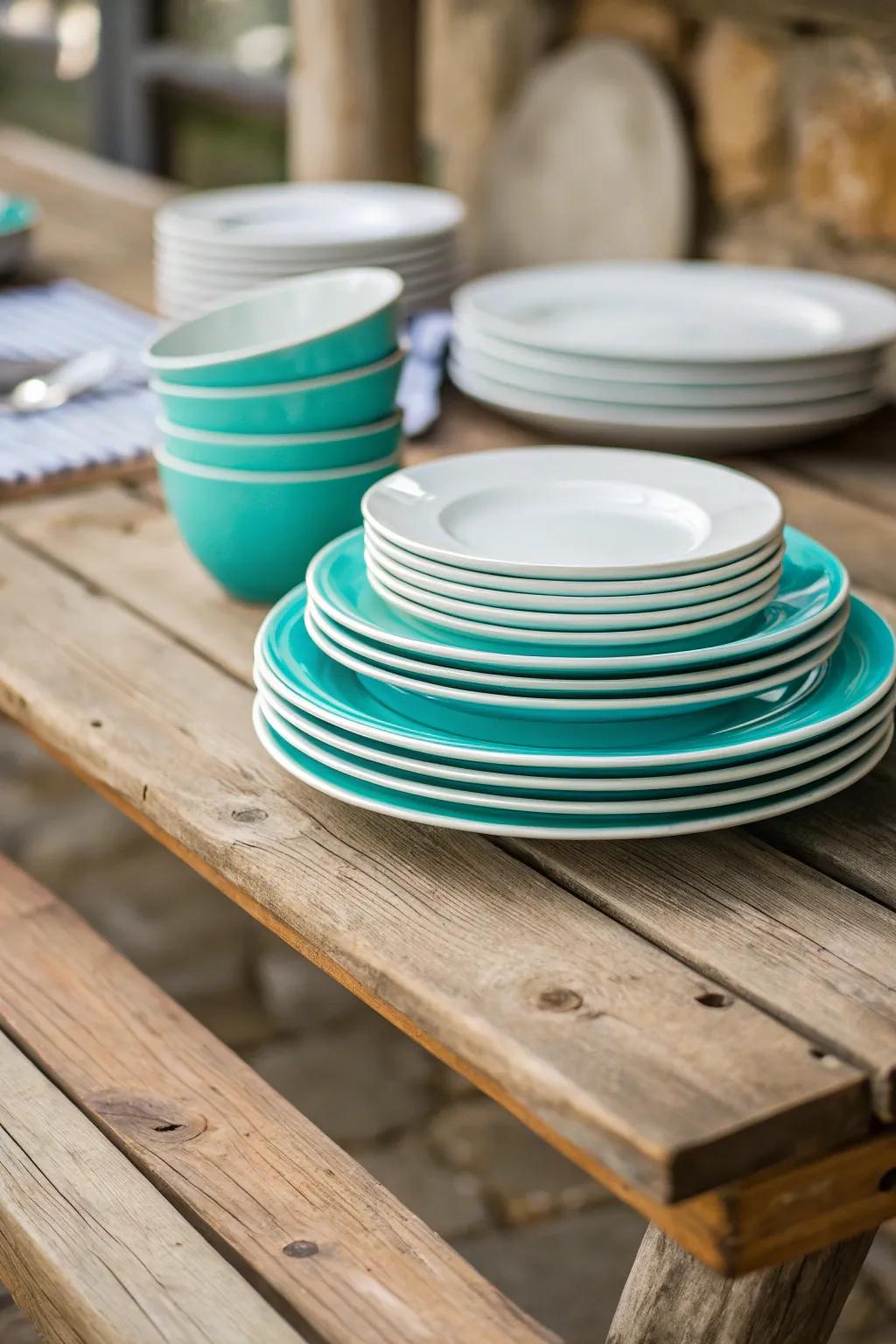 Layered plates introduce a playful yet elegant aspect to your table design.