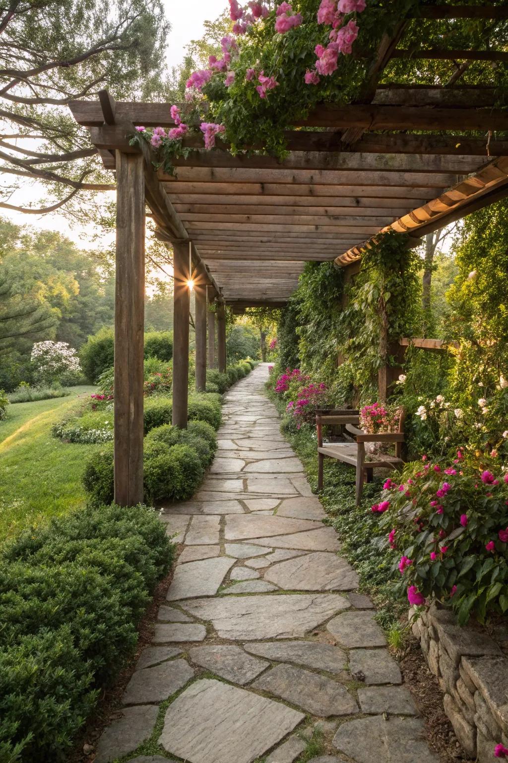 Welcome guests with a beautifully crafted stone walkway.