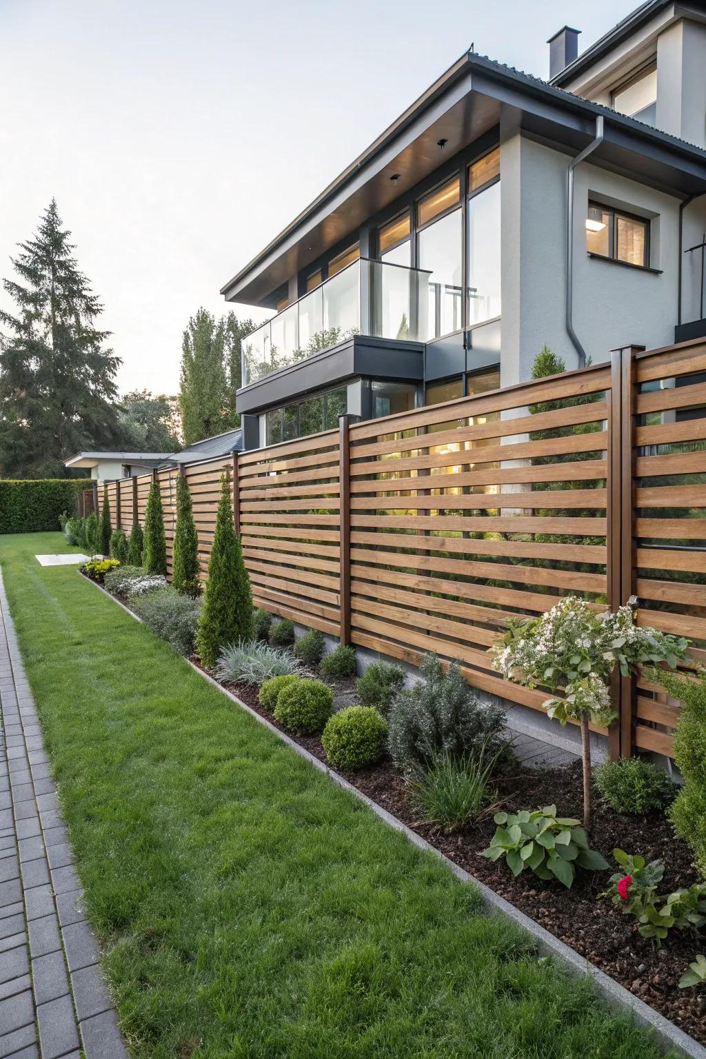 Horizontal strips bring a refined touch to any garden.