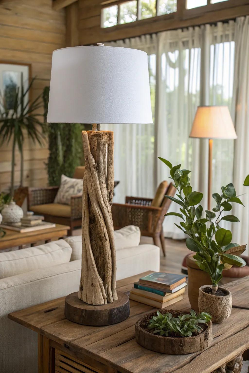 Reconnect with nature through a driftwood lamp.