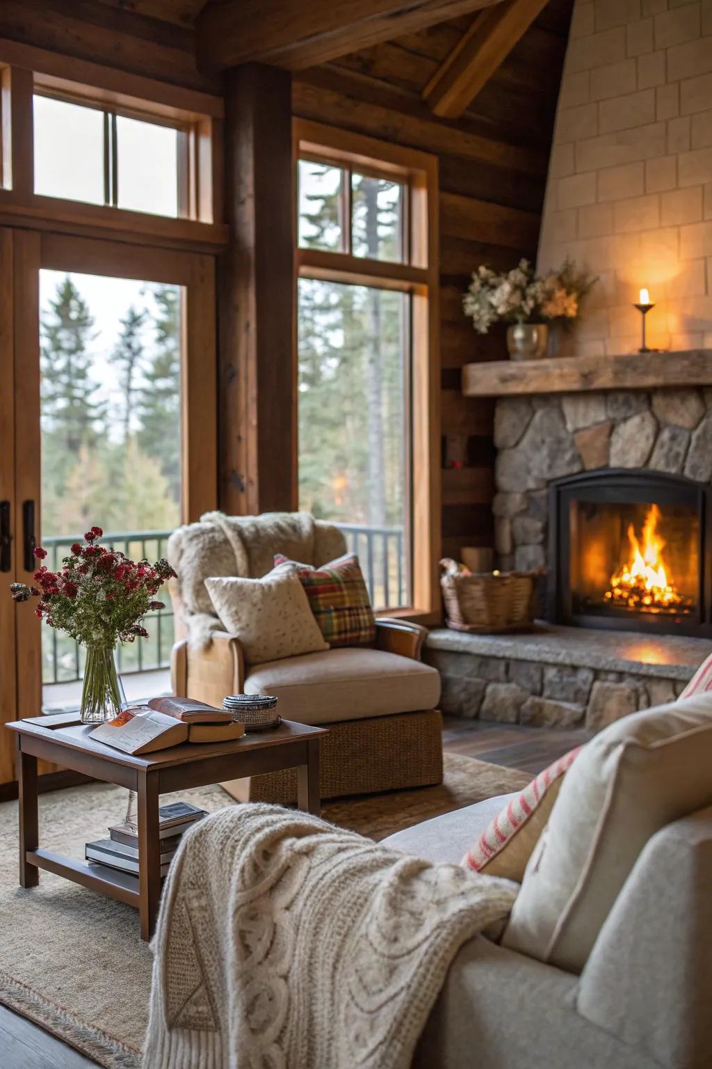 Produce warmth and relaxation with an intimate fireplace.