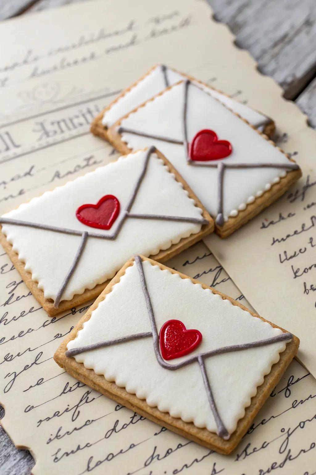 Send a sweet message with envelope cookies.