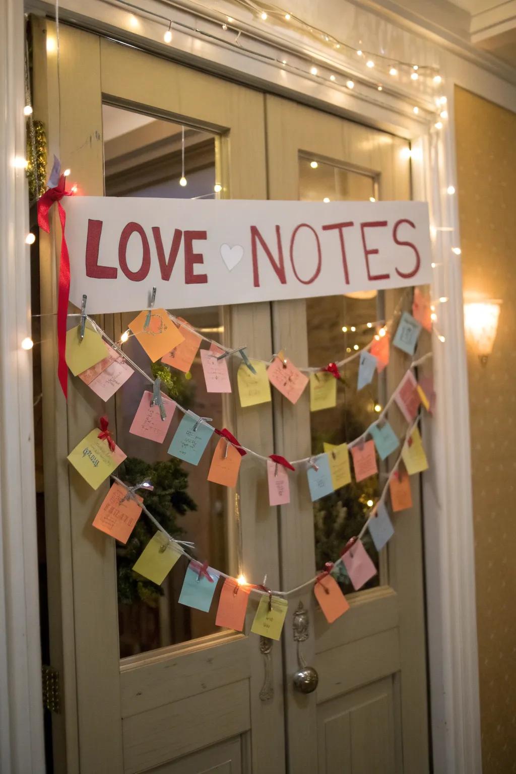 A garland of love notes adds a personal touch to your entryway.