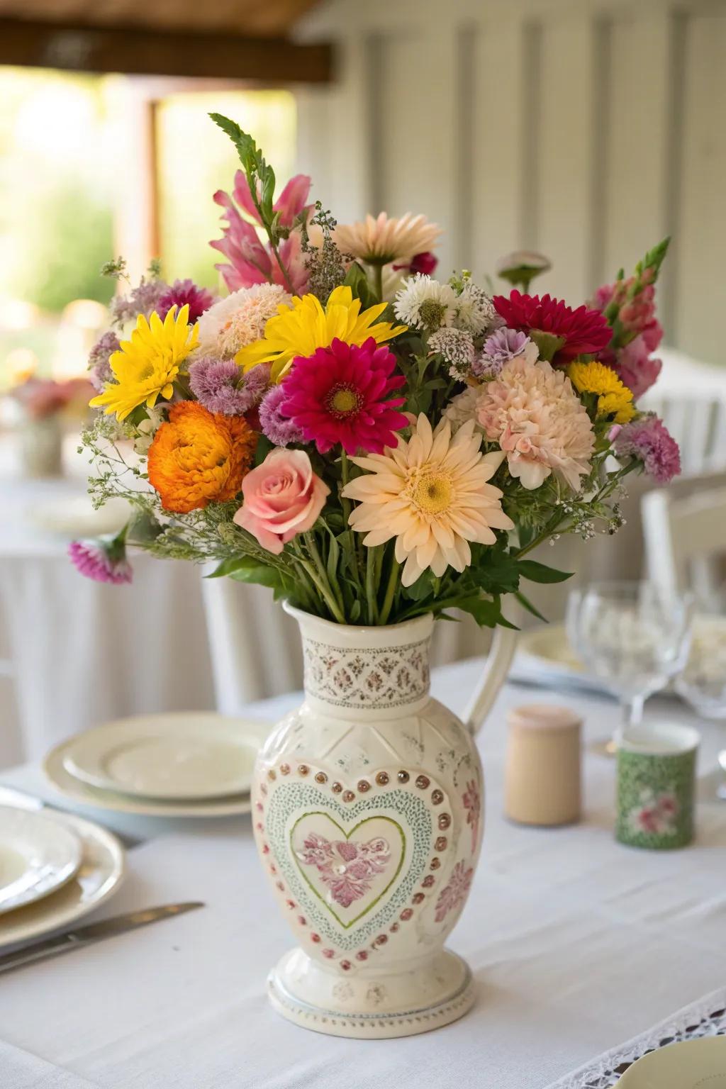 Introduce a dash of romance to your dwelling through flower designs shaped as hearts.