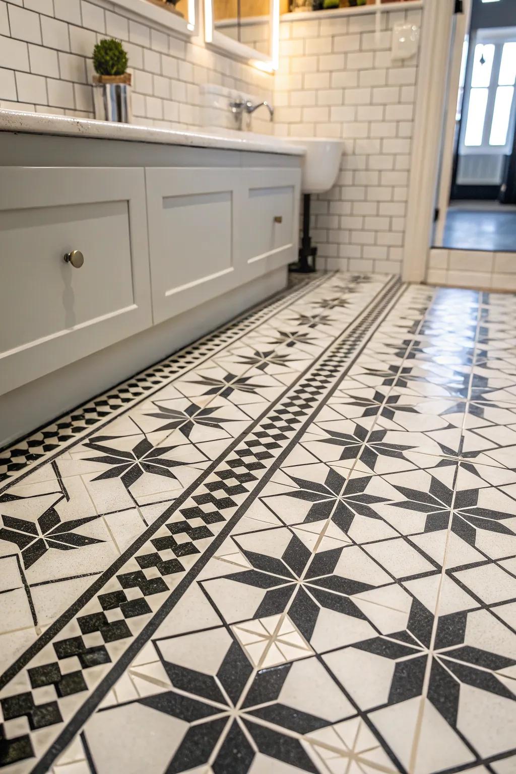 Symmetrical tiles bring a hint of Victorian elegance.