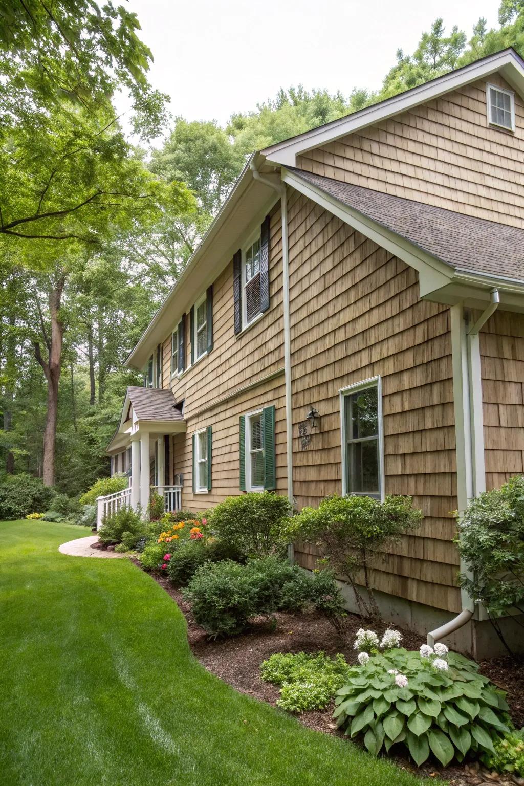 Add character to your home with textured vinyl siding that mimics natural materials.