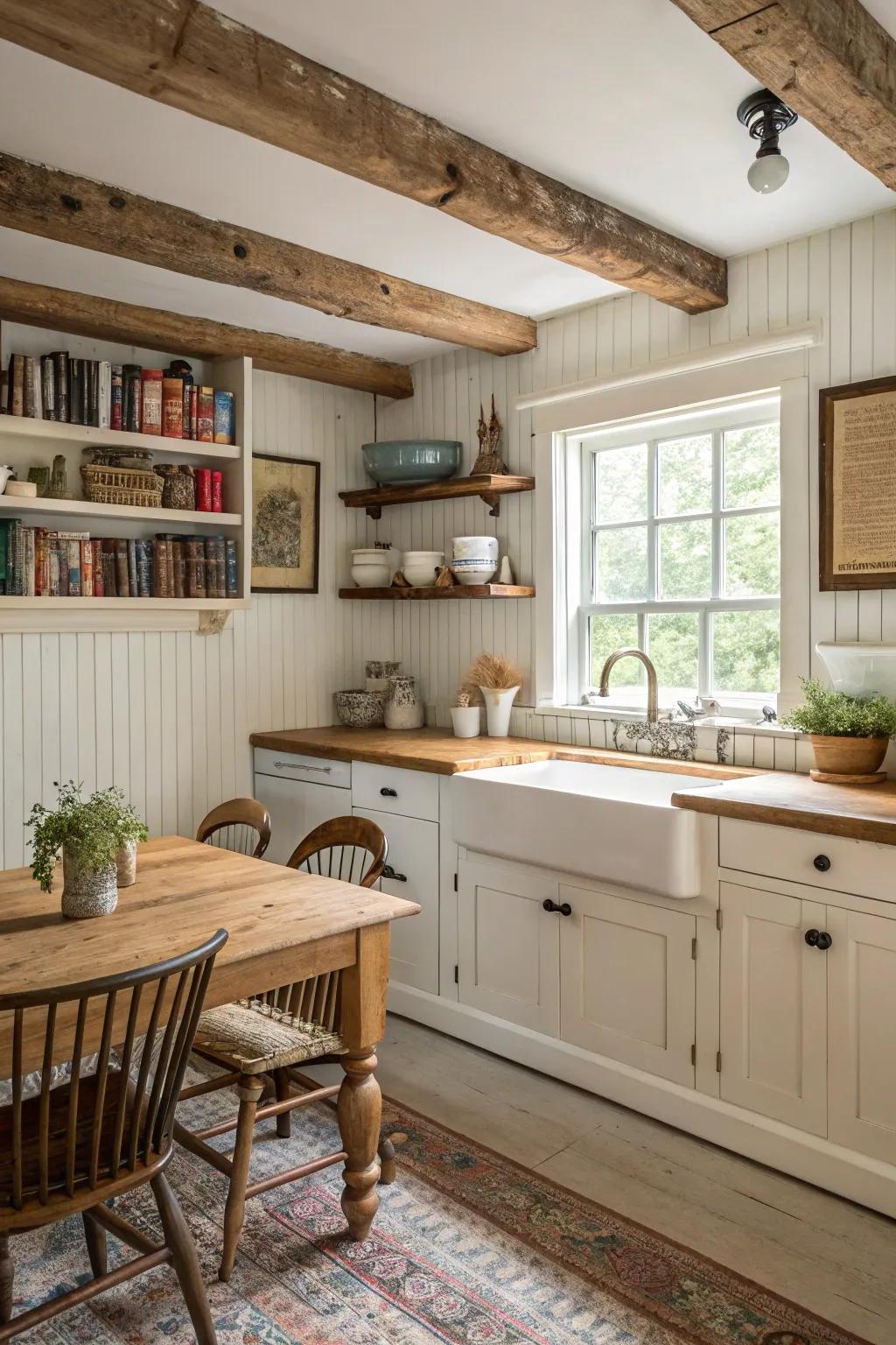 Cultivate an inviting and cozy kitchen atmosphere with beadboard wainscoting.