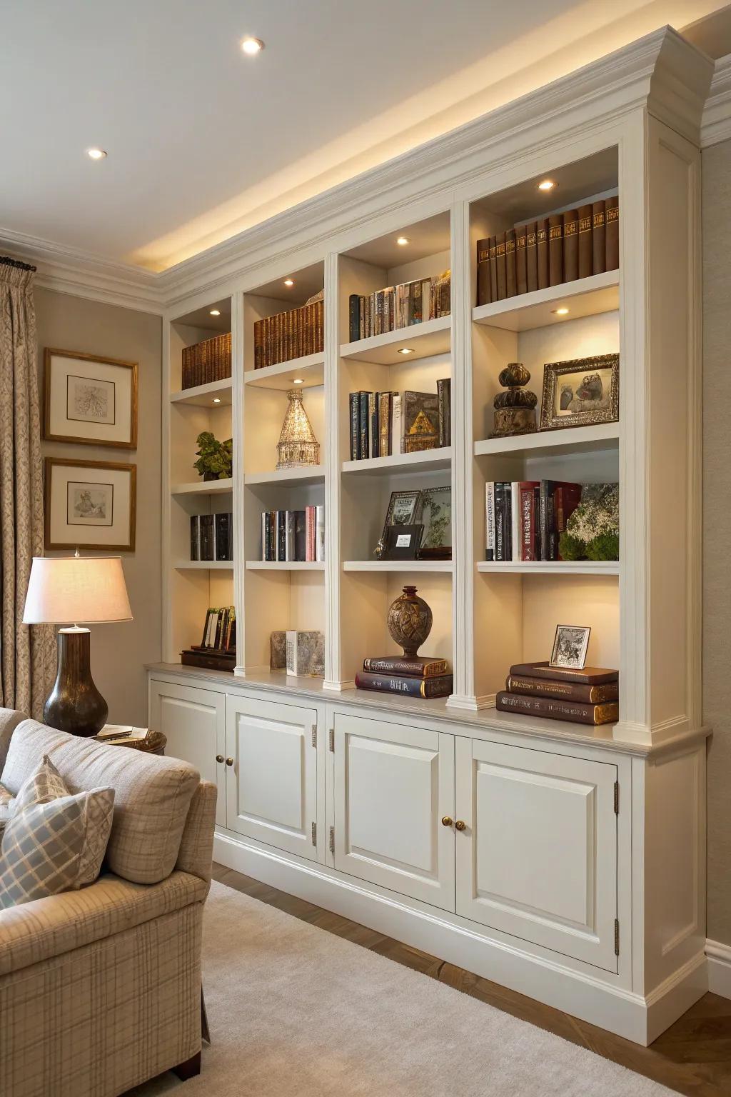 Built-in shelves provide a custom and elegant solution for organizing your cherished book collection.