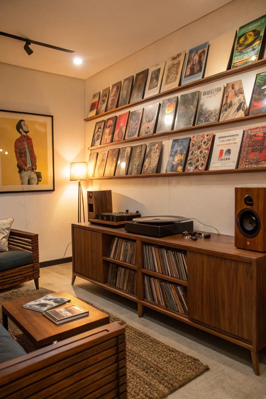 A nostalgic display of vintage vinyl records.