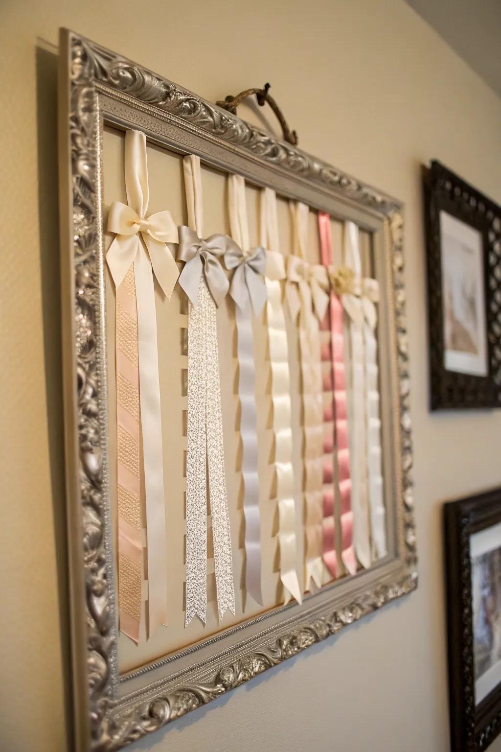 Turn your ribbons into a framed masterpiece with a shadow box.