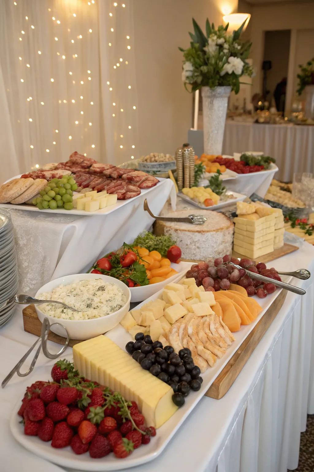 An extensive buffet-styled wedding breakfast, providing a wealth of delectable selections.