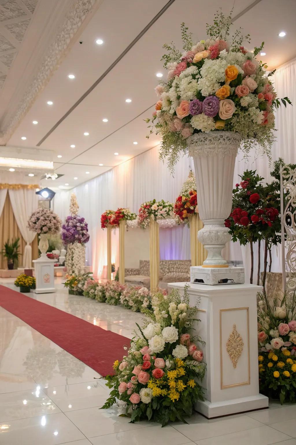 Flower arrangements introduce freshness and energy to every marriage venue.