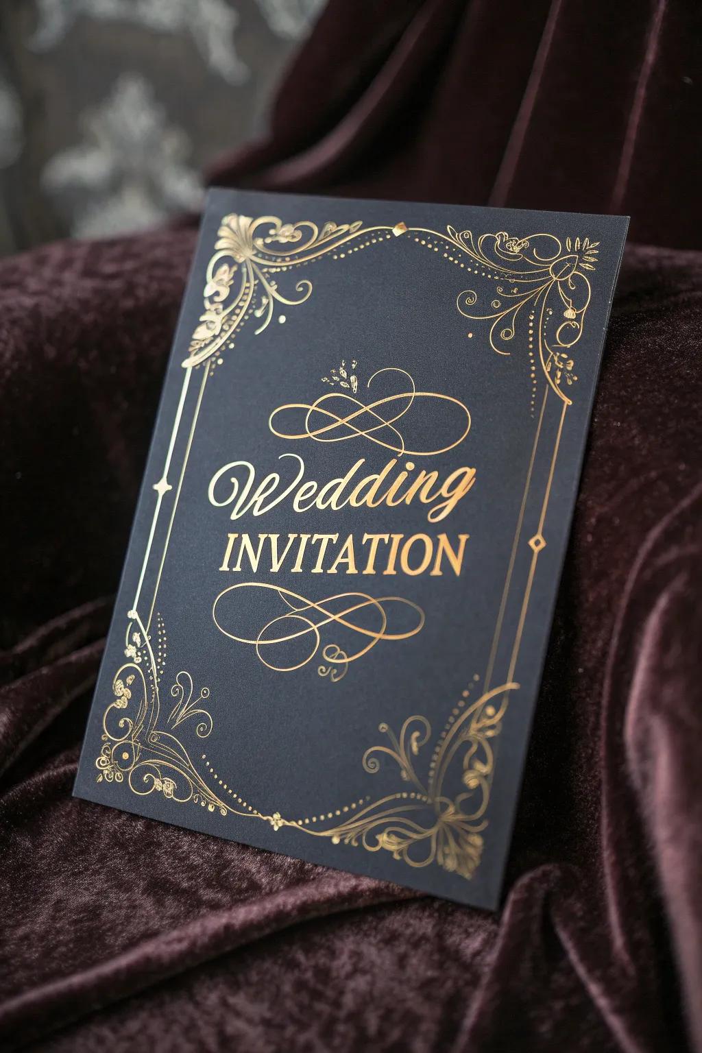 Elegant wedding invitation showcasing sophisticated penmanship.