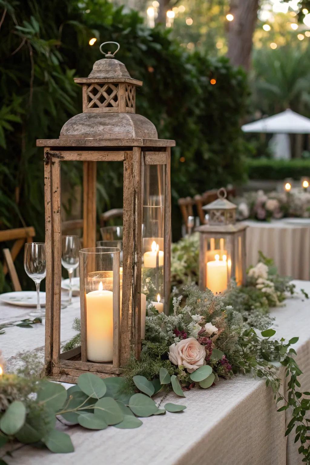 Countryside lanterns contributing a whimsical element to the reception.