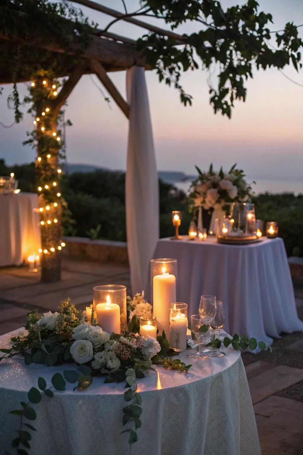 Radiant illumination mood enhances coziness and romance in any wedding environment.