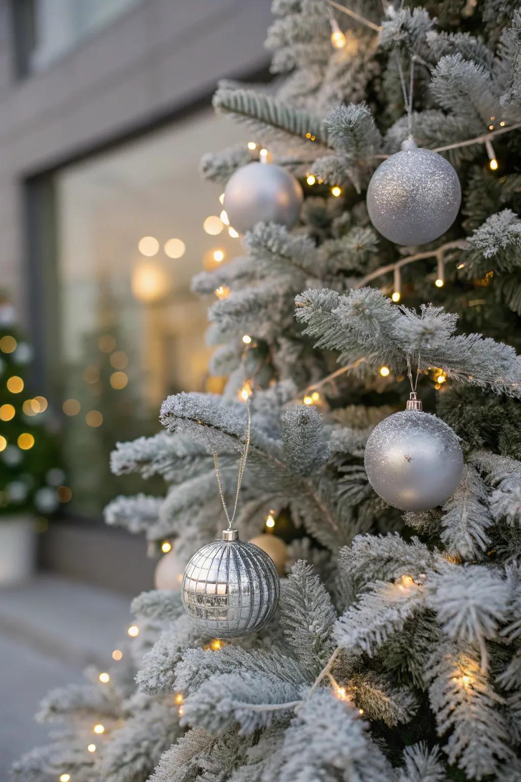 Welcome a winter wonderland feeling right into your home with a frosted Christmas tree.