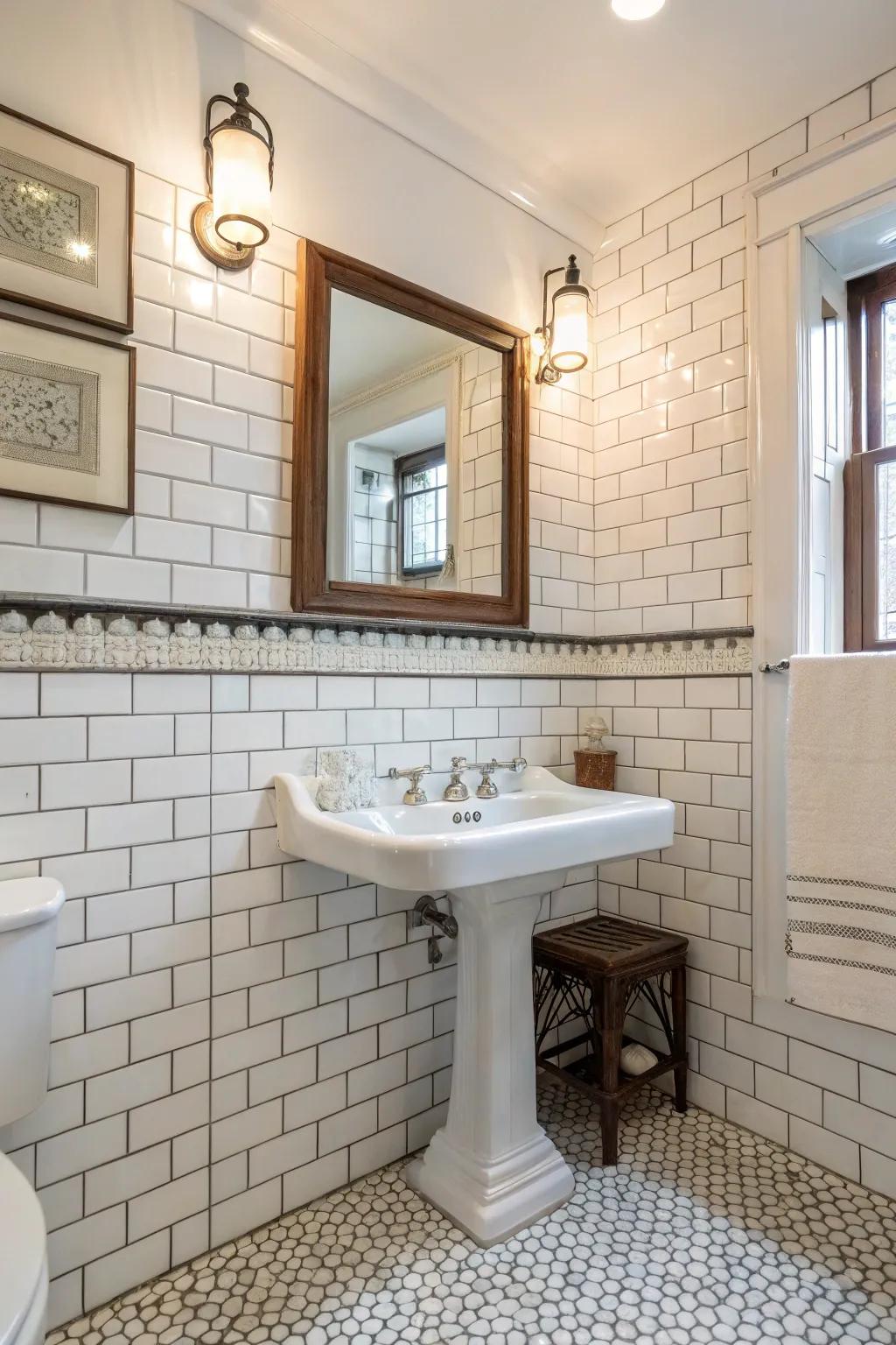 Timeless subway tiles bring a touch of classic elegance.
