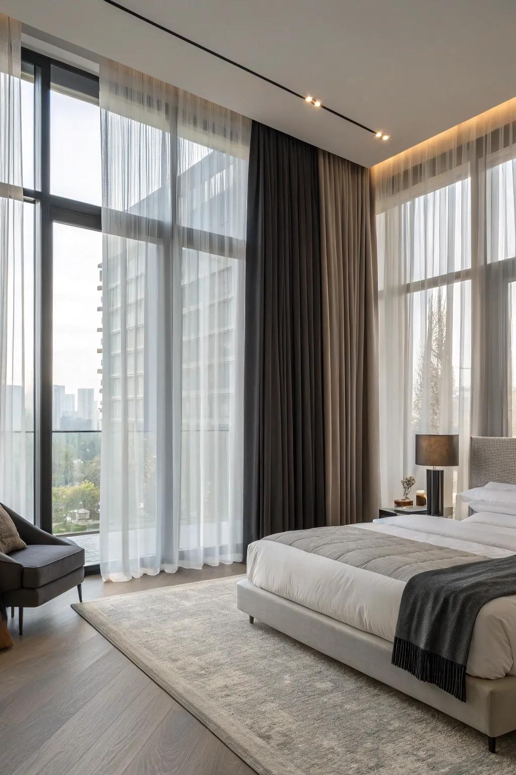 Layered panels deliver versatile light management and privacy.