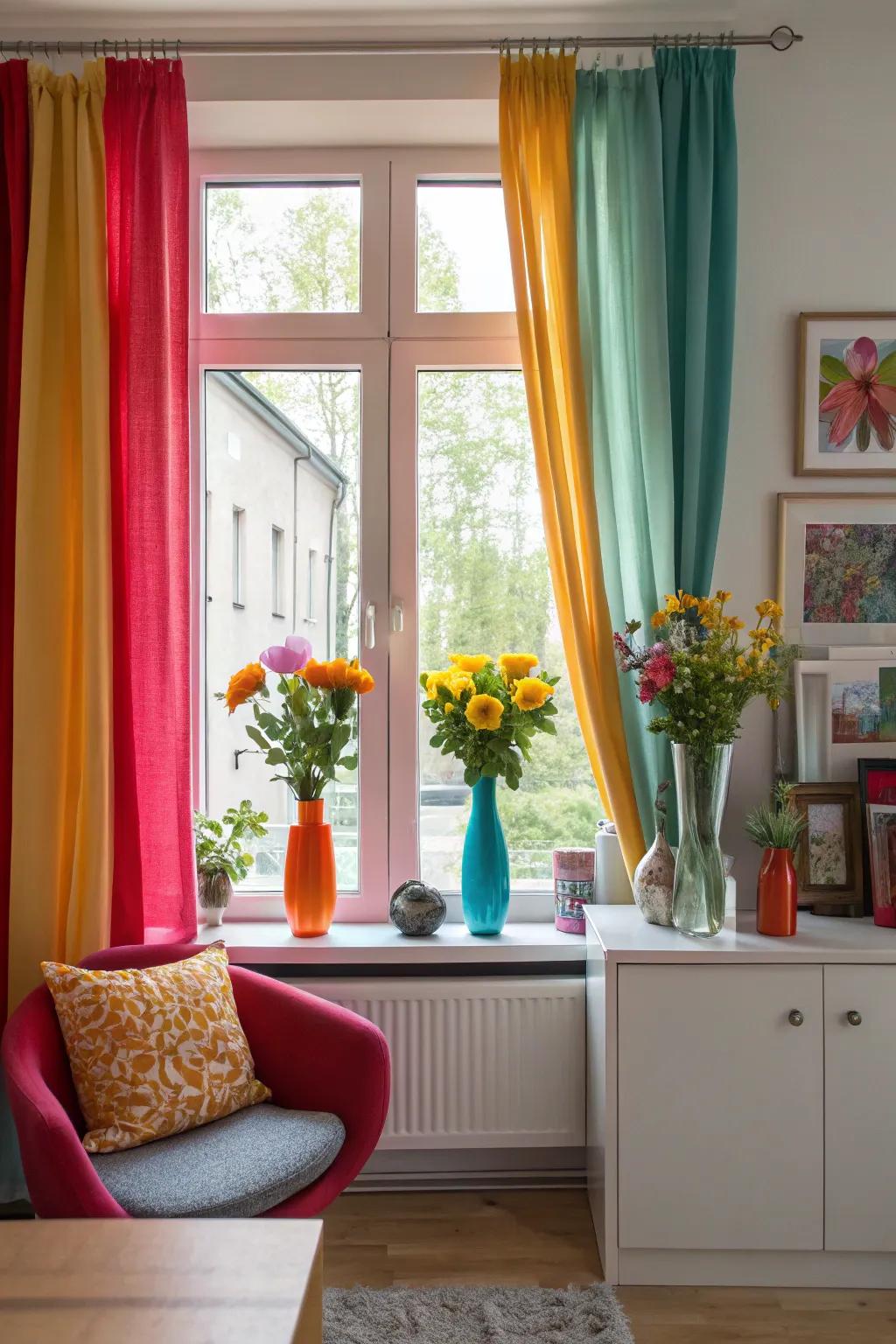 This vibrant window display exudes energy thanks to its bright colors.
