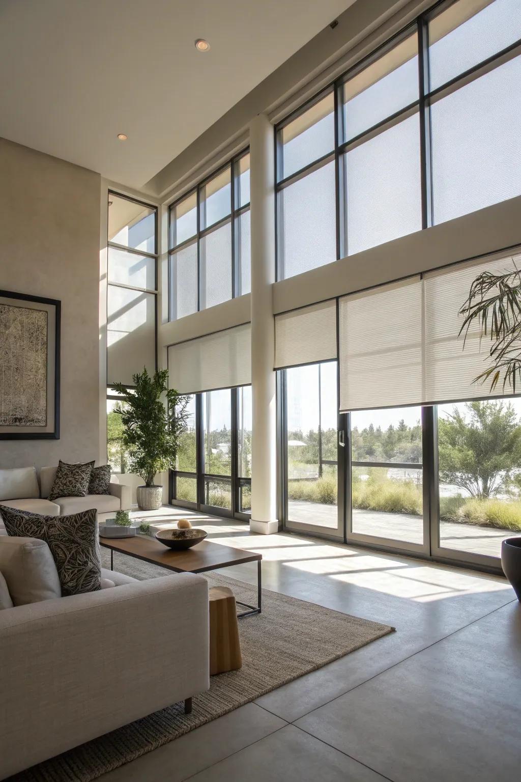 Shade rollers offer a crisp, up-to-date appearance, along with adaptable light management.
