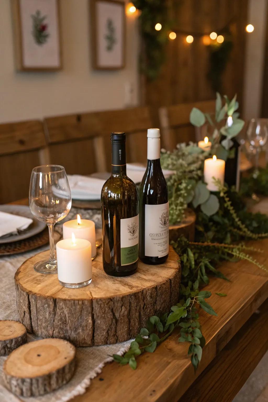 Earthy wood details introduce warmth and allure to your wine table.