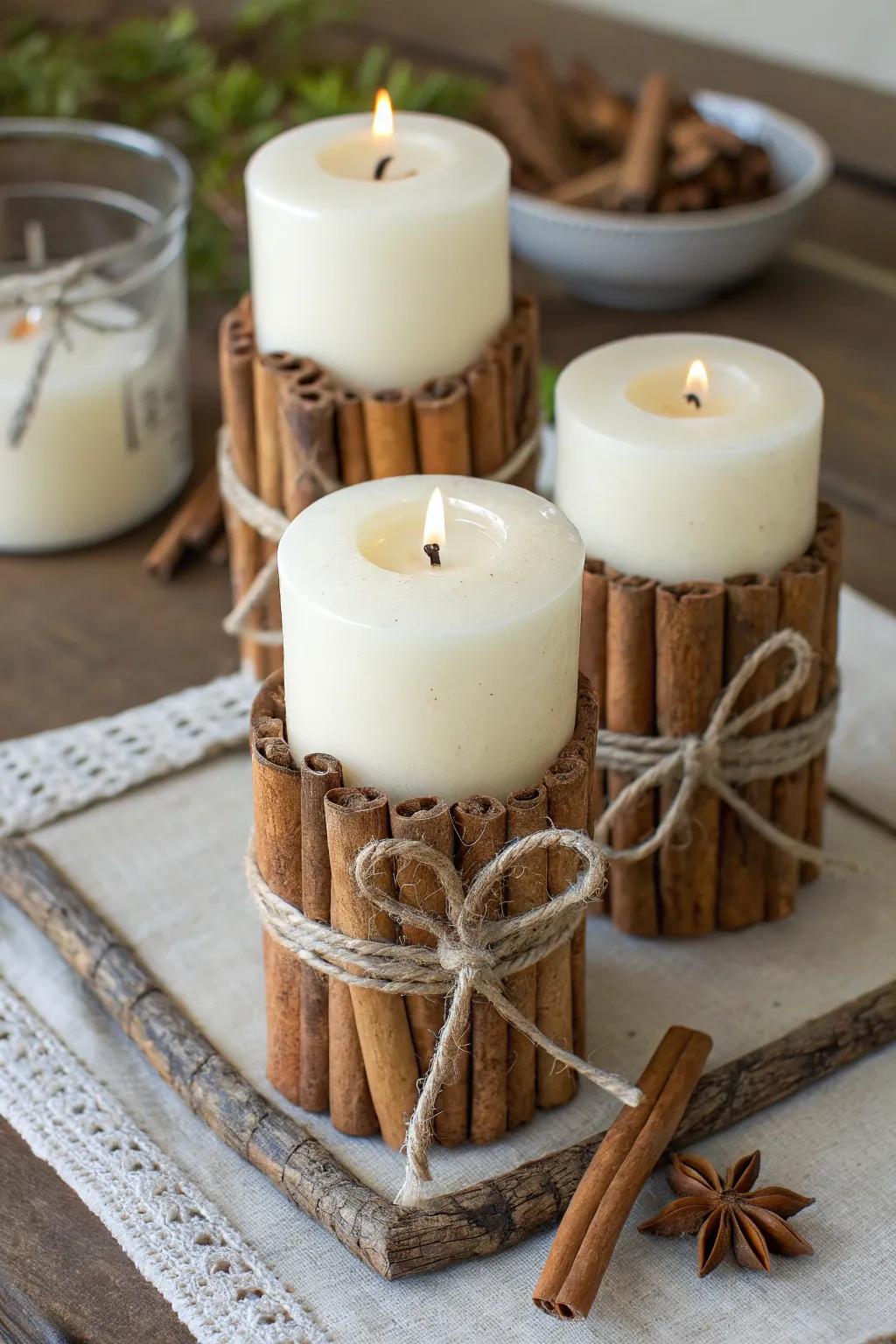 Scented rod candle holders add a warm shimmer and delightful scent to any space.