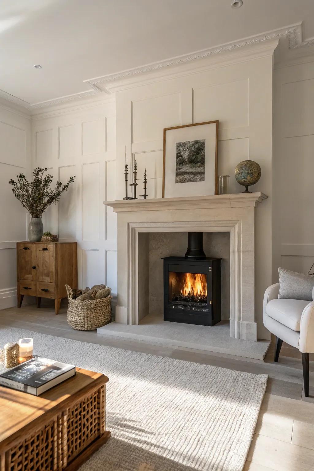 Contemporary simplicity with a refined fireplace design.