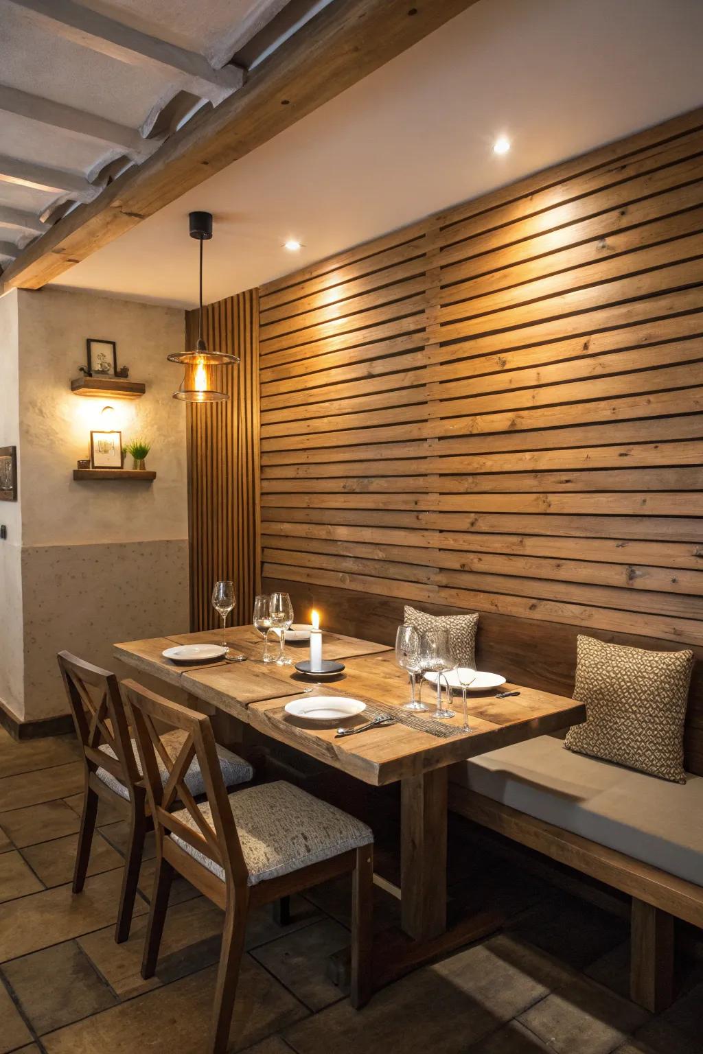 Introduce a hint of comfort through horizontally aligned wooden panels.