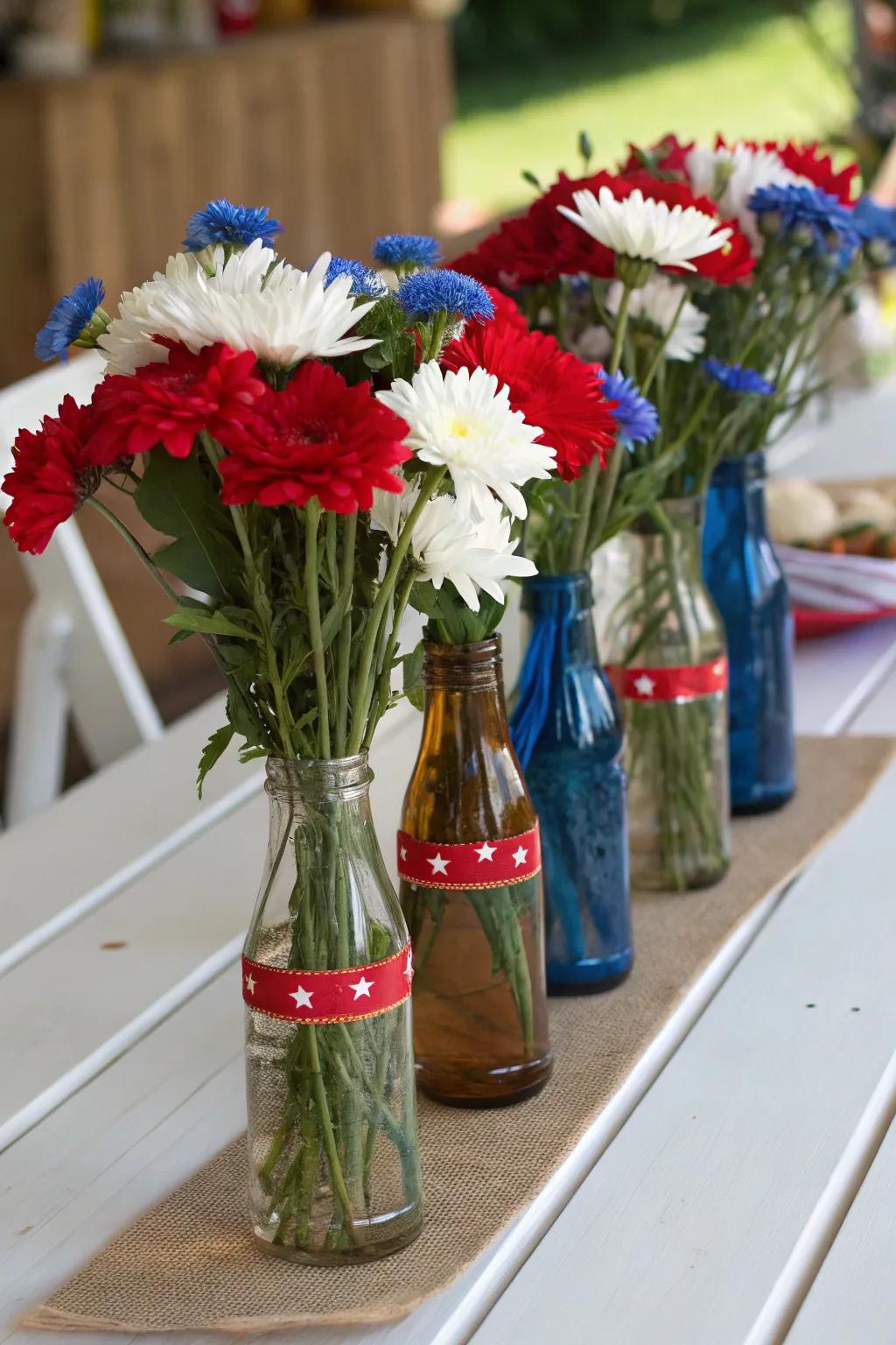 Upcycled glass carafes append a classic and eco-friendly touch to your decor.