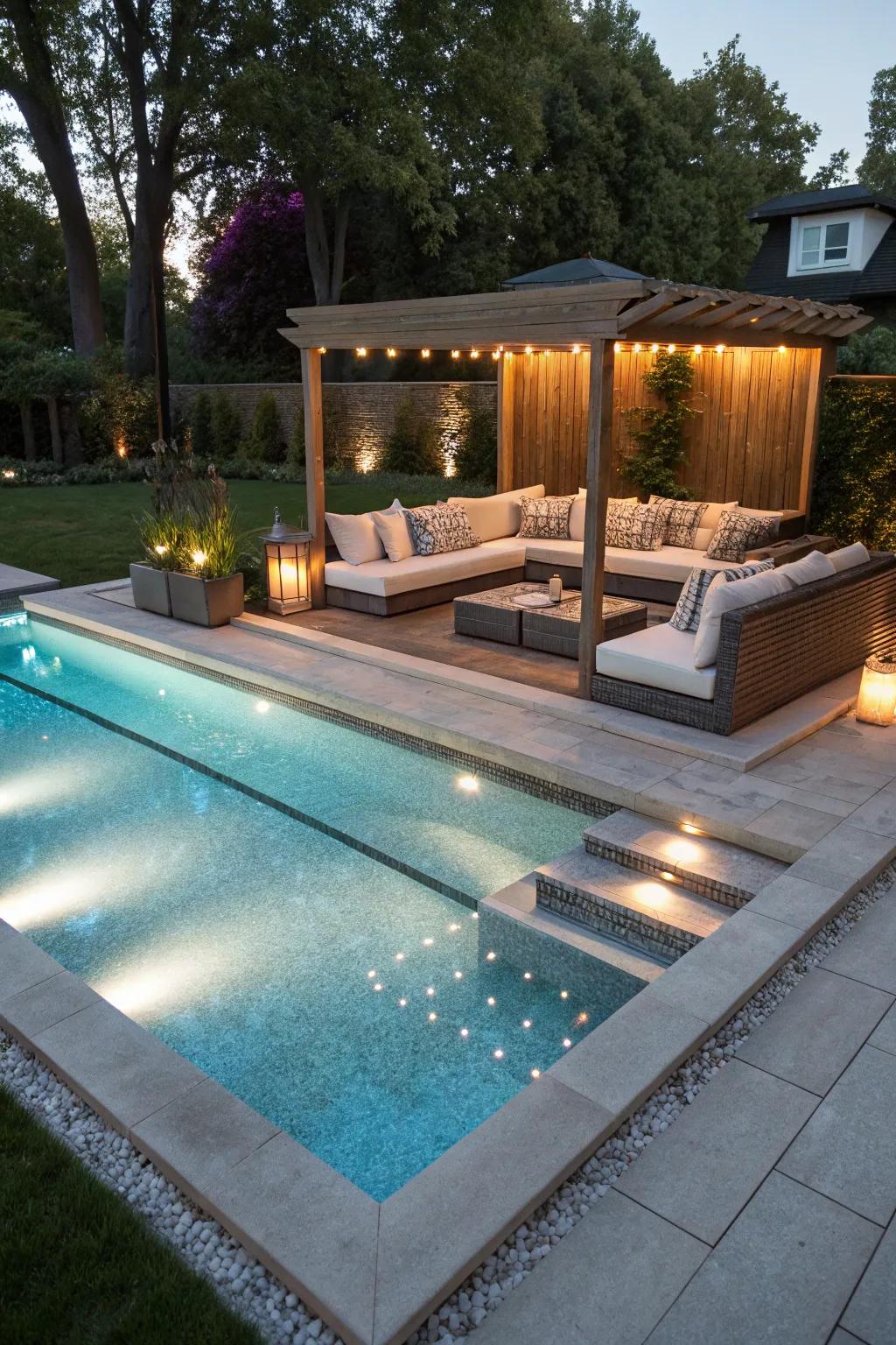 Create an intimate atmosphere with a sunken lounge area.