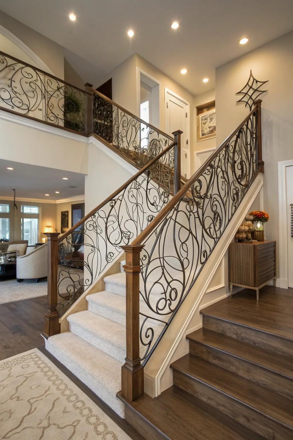 Unique artistry is shown through wire design railings.