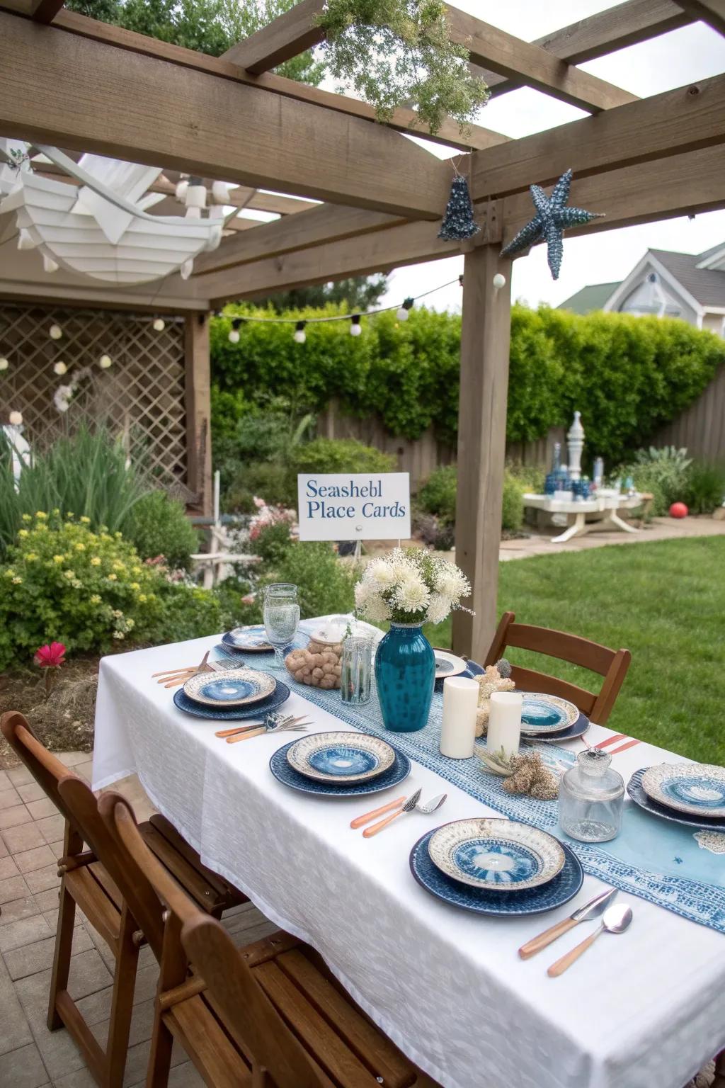 A coastal dining area makes for fun with a beach vibe.