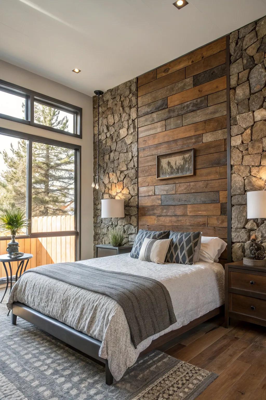 A mix of materials fashions a distinctive visual.