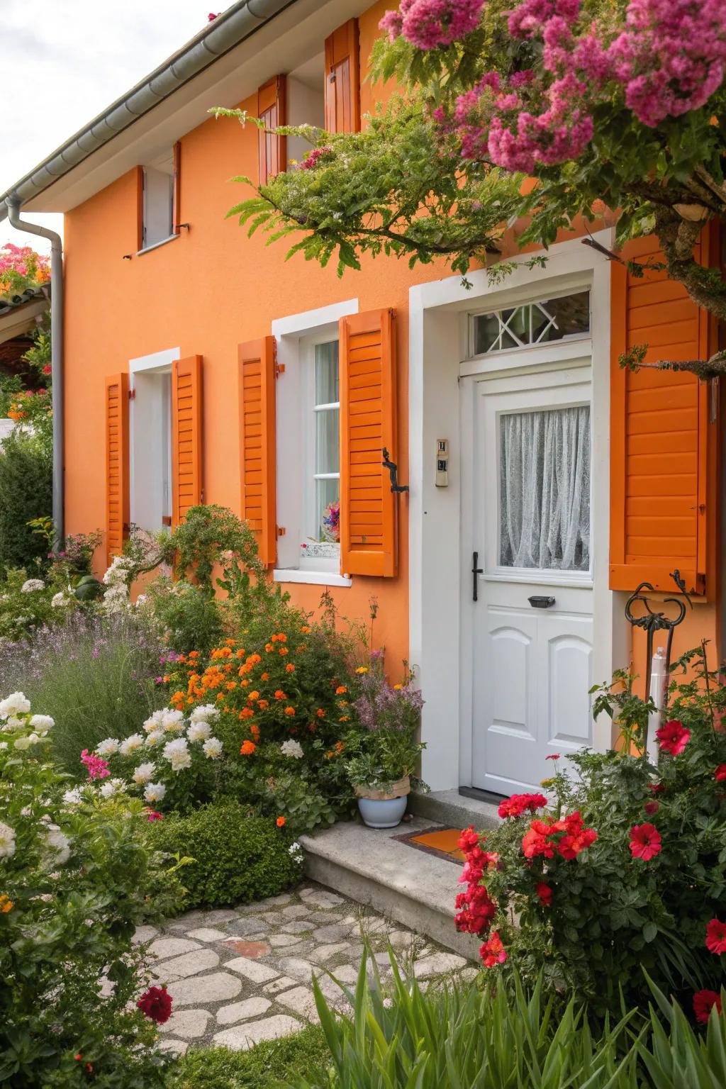 A cheerful, inviting aesthetic is captured through sunny marigold and white.