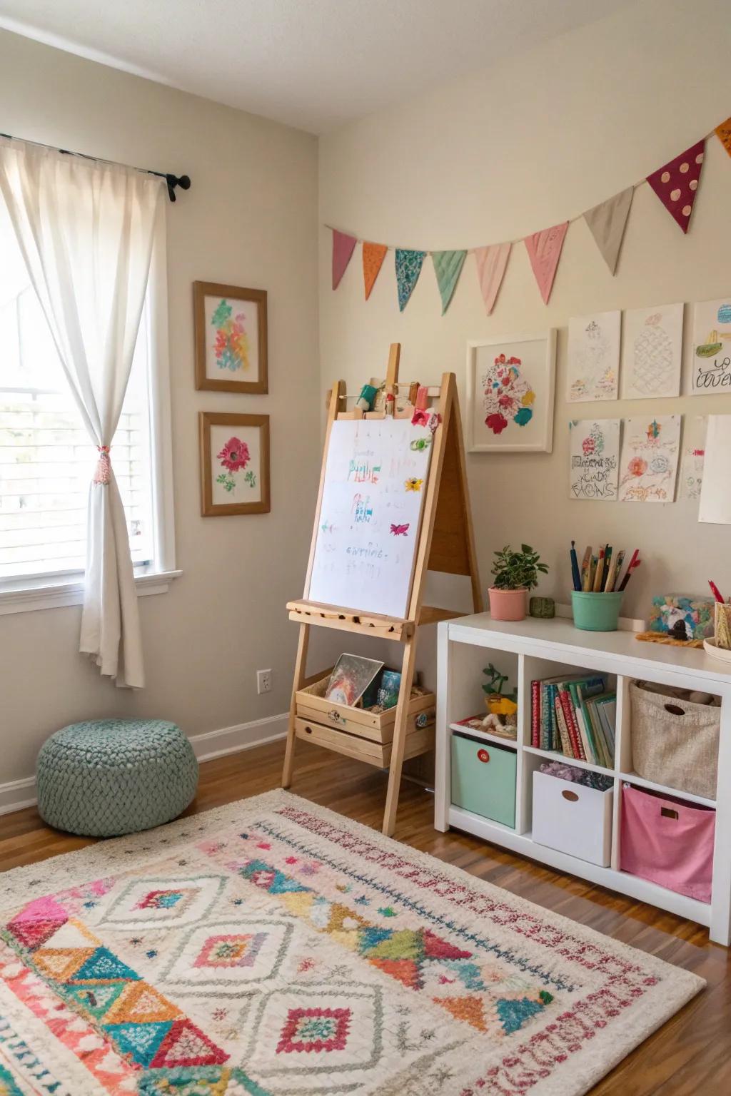 An art nook that nurtures inventiveness and artistic expression.